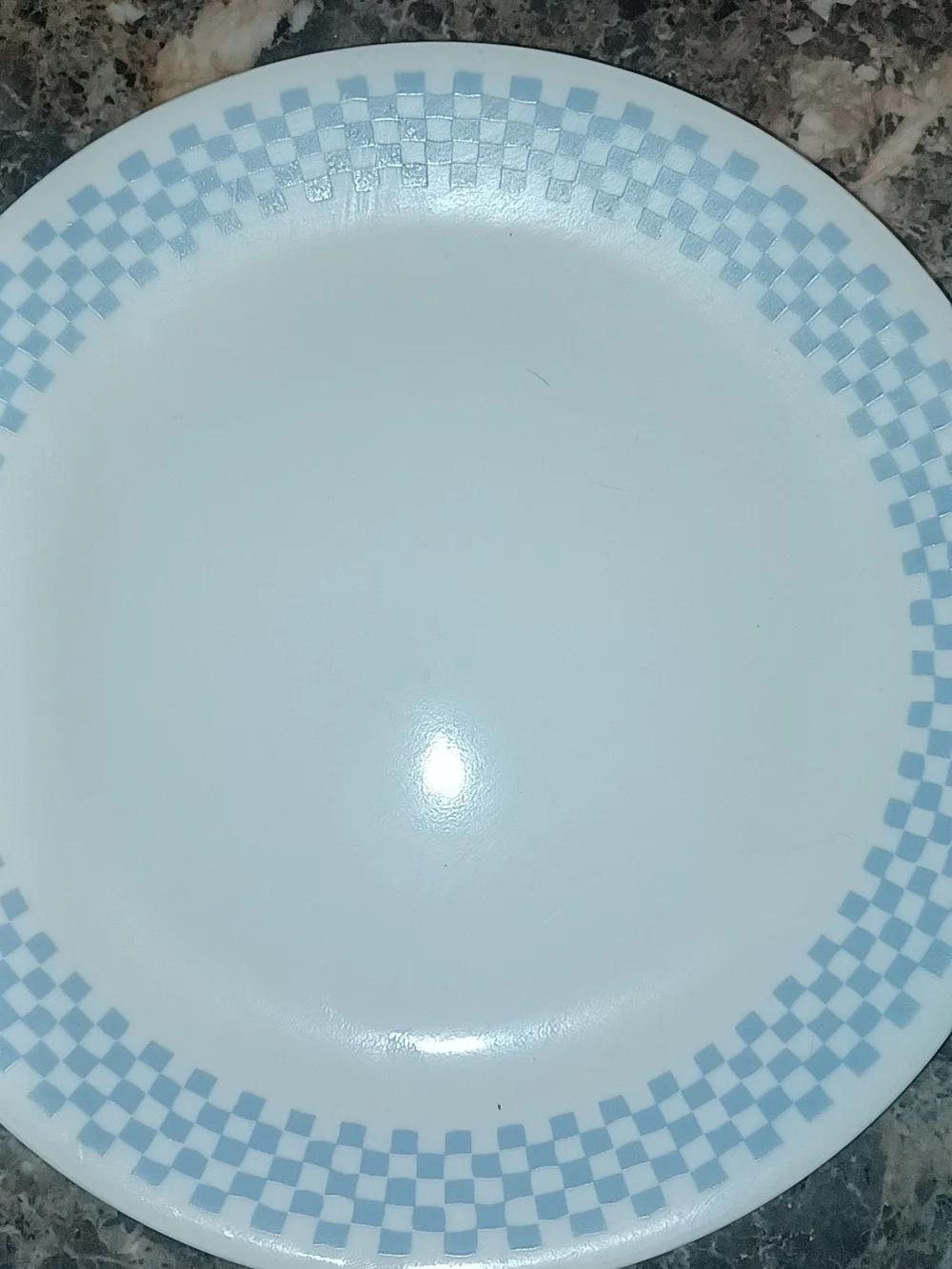 Corelle 4-Piece White and Light Blue Check Dinner Plate Set